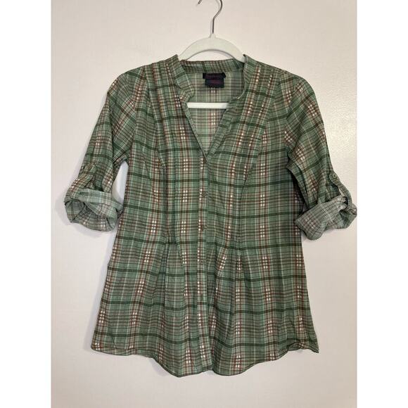 Vintage Y2K Fire Los Angeles Womens Indie Vanguard Plaid Button Up Top Small - Picture 1 of 5